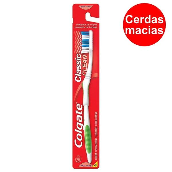 Imagem de Kit com 3 Escova de Dente Colgate Suave/Macia Classic Clean Cores Variadas