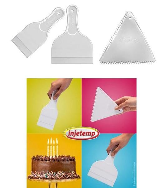 Imagem de Kit com 3 Espátulas Raspadoras Decorativas com Texturas Diferentes para Bolos