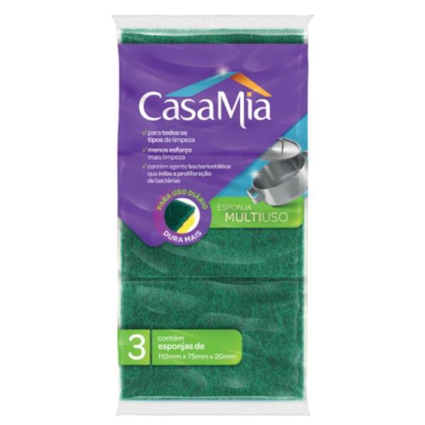 Imagem de Kit Com 3 Esponjas De Limpeza Multiuso Uso Diário - Casamia