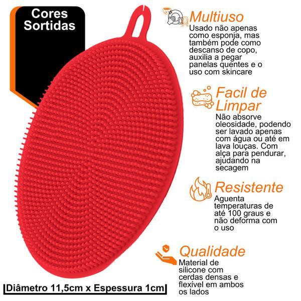 Imagem de Kit com 3 esponjas de silicone antibacterianas cores sortida