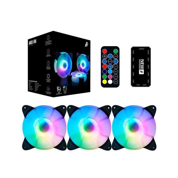 Imagem de Kit Com 3 Fans Gamer 1Stplayer Cc Combo Rgb 120Mm