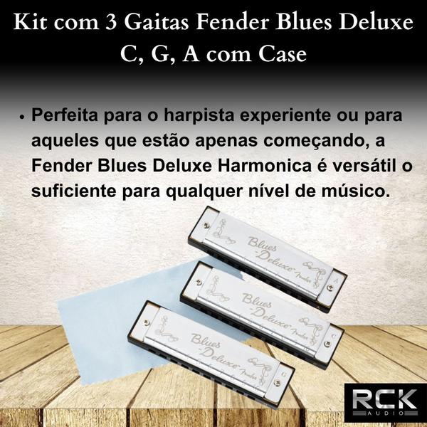 Imagem de Kit com 3 Gaitas Fender Blues Deluxe C, G, A com Case