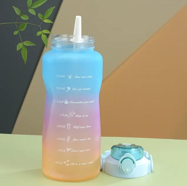 Imagem de Kit Com 3 Garrafas Água Com Canudo Squeeze 2L-1L E 500Ml Rs