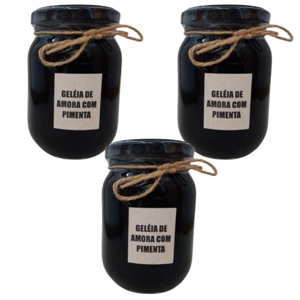 Kit com 3 Geleia Extra de Amora com Pimenta - 320g - Fazenda Sonnenhof Imagem de Kit com 3 Geleia Extra de Amora com Pimenta - 320g - Fazenda Sonnenhof