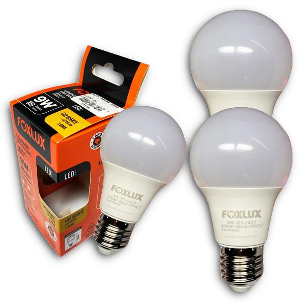 Imagem de Kit com 3 Lâmpadas Led Bulbo 110/220v 9w 3.000k Foxlux