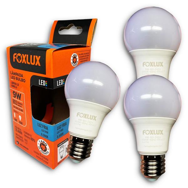 Imagem de Kit com 3 Lâmpadas Led Bulbo 110/220v 9w 6.500k Foxlux