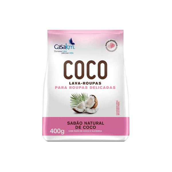 Imagem de Kit com 3 Lava Roupa Pó Coco Roupas Delicadas Casa KM 400g