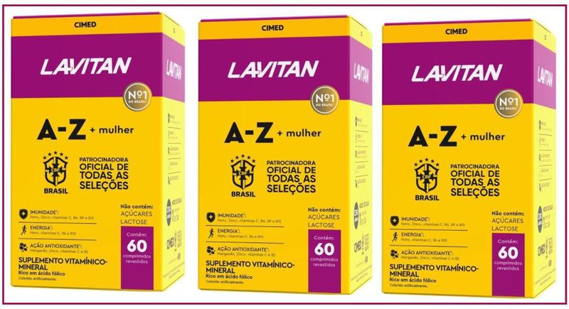 Imagem de Kit Com 3 Lavitan A-Z Mulher CBF 60Cps - Cimed - Nutracom Ind E Com Ltda