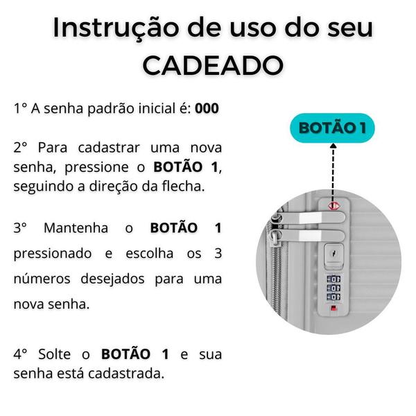 Imagem de Kit Com 3 Malas de Viagem Completa em Polipropileno P-M-G Fibra Rígida ABS