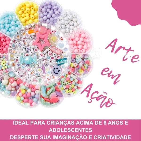 Imagem de Kit Com 3 Maletas de Miçangas Coloridas 6150pçs Para Pulseiras Colar Infantil flor1c3