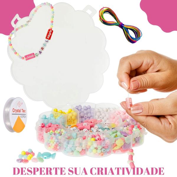 Imagem de Kit Com 3 Maletas de Miçangas Coloridas 6150pçs Para Pulseiras Colar Infantil flor1c3