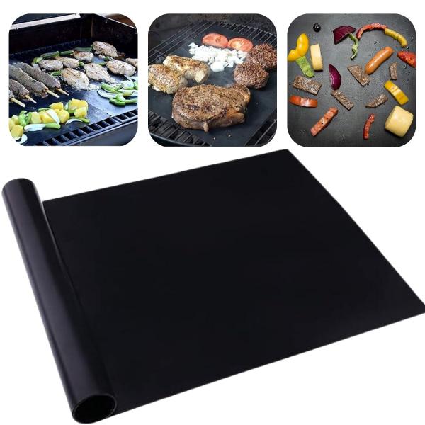 Imagem de Kit Com 3 Manta Grill Antiaderente Teflon Para Churrasqueira Forno Grelha