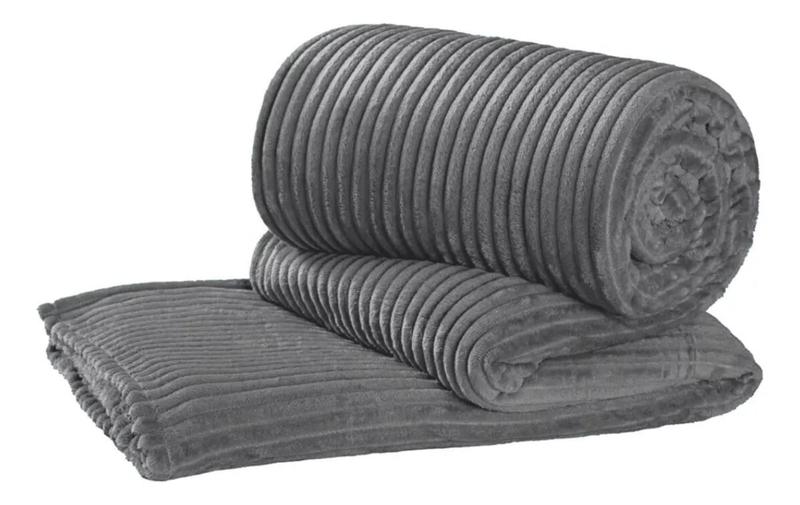 Imagem de Kit com 3 Mantas Cobertor Microfibra Flannel Queen (2.20m x 2.40m) Cinza Platinum - Burdays