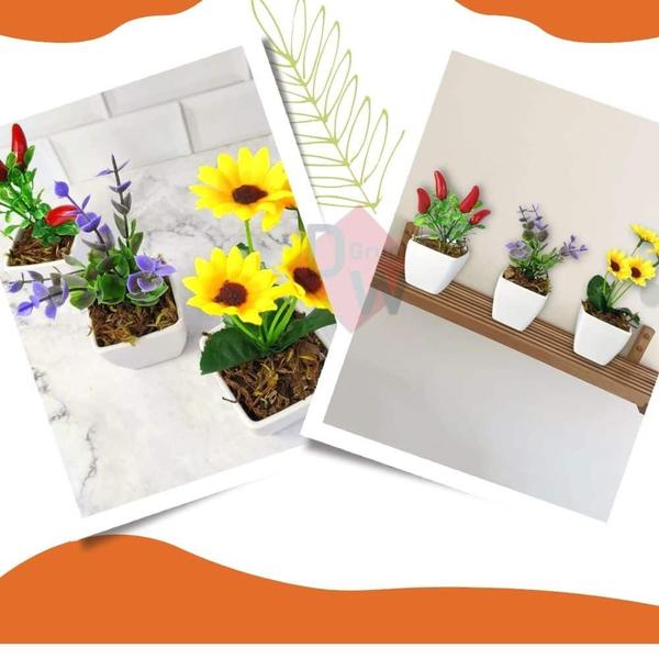 Imagem de Kit Com 3 Mini Vasinhos Decorativo Com Plantinha Artificial