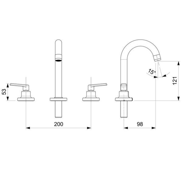 Imagem de Kit com 3 Misturador para Lavatório de Mesa 3 Furos Bica Alta com Valvula de Escoamento Smart-n