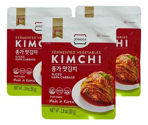 Imagem de Kit Com 3 Pacotes De 80g Kimchi Conserva Coreano Jongga