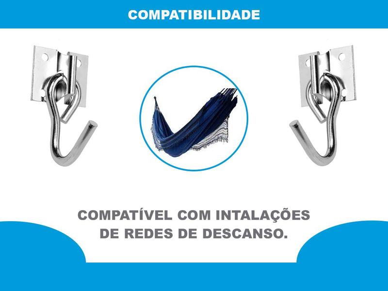 Kit Com 3 Par de Gancho Para Armar Rede De Dormir Descansar - Roa Imagem de Kit Com 3 Par de Gancho Para Armar Rede De Dormir Descansar