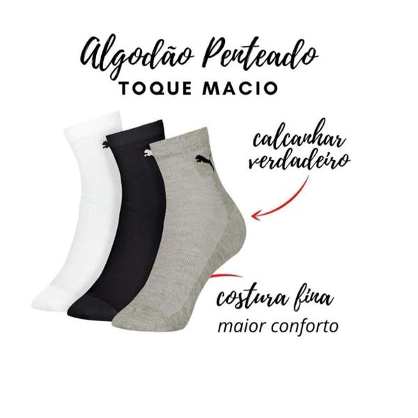 Kit com 3 Pares Meia Cano Médio Esportiva Masculino - SELENE Imagem de Kit com 3 Pares Meia Cano Médio Esportiva Masculino