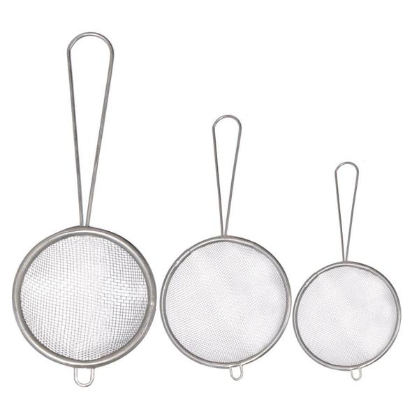 Imagem de Kit Com 3 Peneiras Coador Aço Inox Utensílios De Cozinha