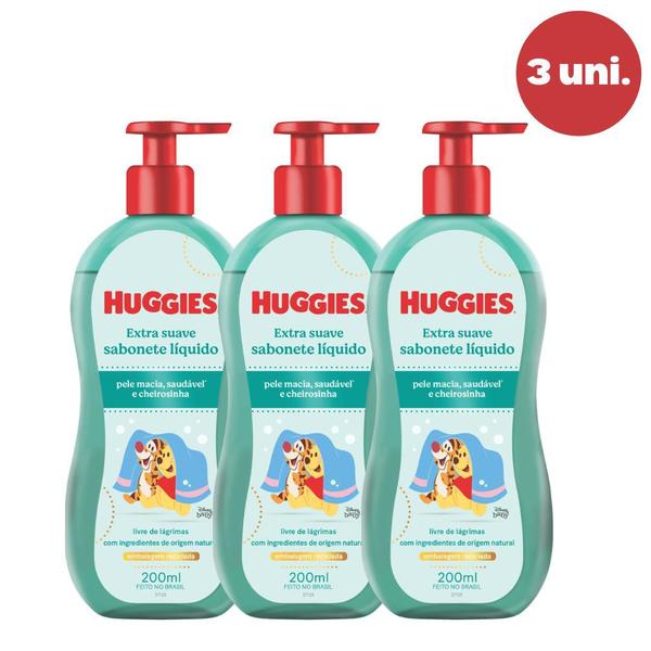 Imagem de Kit Com 3 Sabonetes Líquido Huggies Extra Suave 200ml