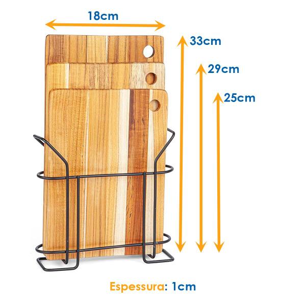 Imagem de Kit com 3 Tábuas de Corte para Carnes Legumes com Suporte em Metal - Stolf