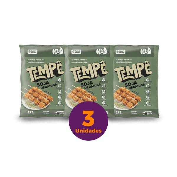 Kit com 3 Tempês de Soja Orgânica Não-Transgênica Mun - 275g - Mun Alimentos Imagem de Kit com 3 Tempês de Soja Orgânica Não-Transgênica Mun - 275g