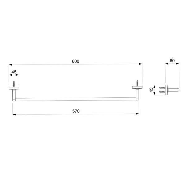 Imagem de Kit com 3 Toalheiro Barra 60cm Up Celite