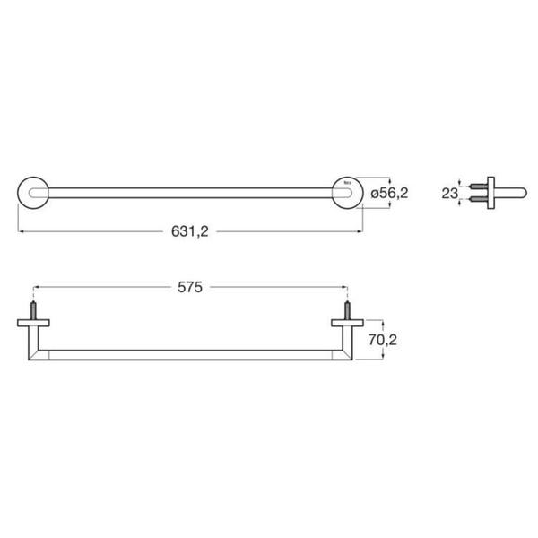 Imagem de Kit com 3 Toalheiro de Barra 600mm N City Design Moderno Cromado