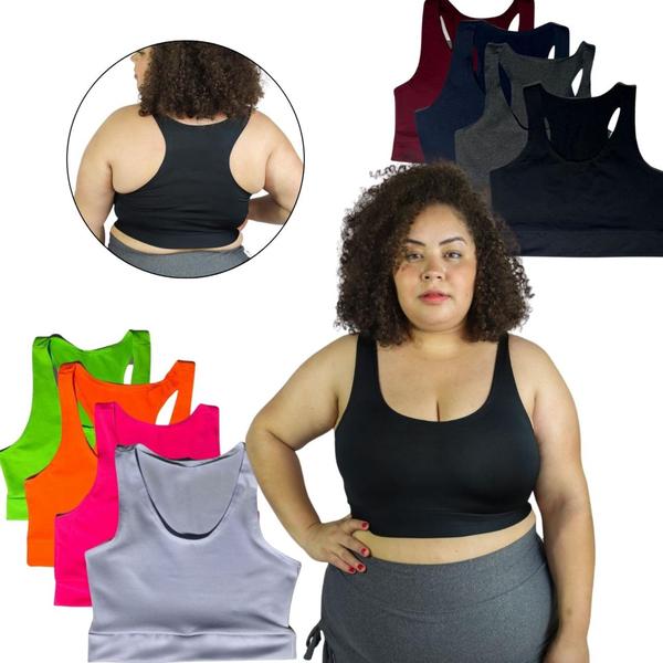 Imagem de Kit com 3 Top Plus Size Fitness Academia Treino Dia-a-dia