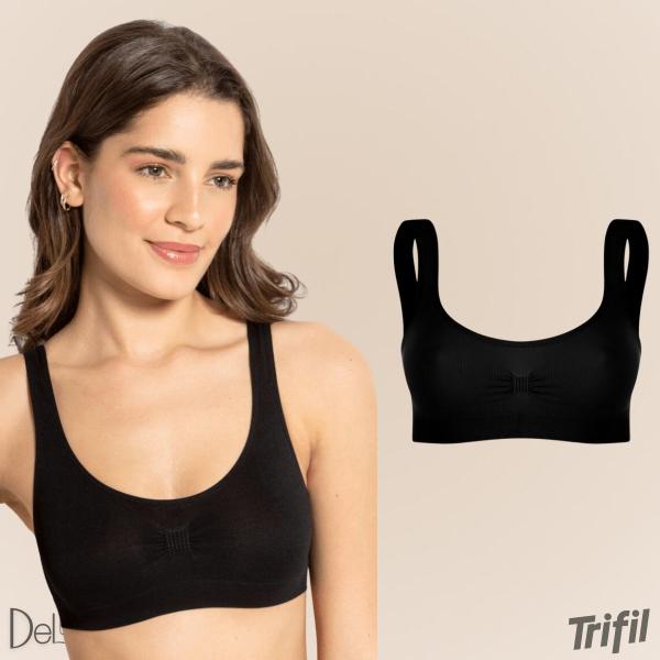 Imagem de Kit Com 3 Tops Sutia Fitness Academia Média Sustentação Sem Costura Básico Trifil Sem Bojo Original