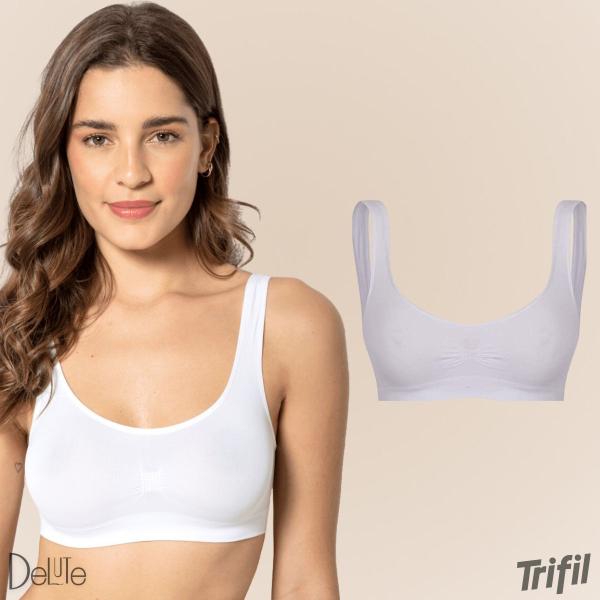 Imagem de Kit Com 3 Tops Sutia Fitness Academia Média Sustentação Sem Costura Básico Trifil Sem Bojo Original