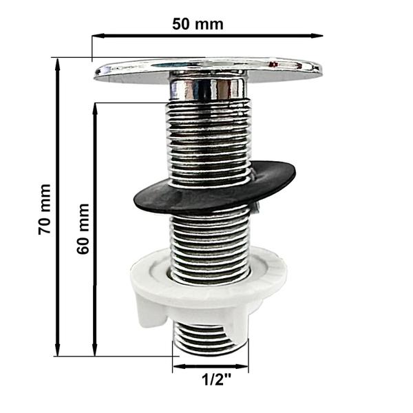 Imagem de Kit com 3 Un Tapa Furo de Torneira Blukit 50 mm x 70 mm para Pias, Cubas, Lavatórios e Bidê - 091502