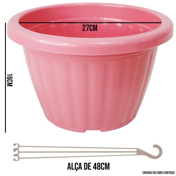 Imagem de Kit Com 3 Vasos 6L Para Pendurar Com Hastes Plantas E Flores