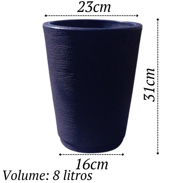 Imagem de Kit com 3 vasos colunas decorativas grafiato de luxo para casa e jardim com prato - 31x23