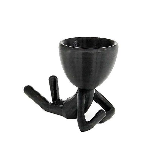 Imagem de Kit Com 3 Vasos Decorativos Bonequinho Plant - Cor Preto