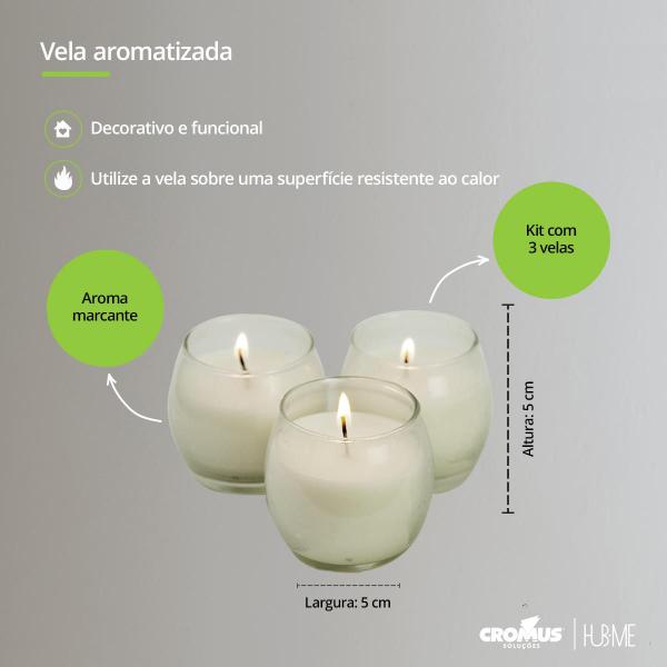 Imagem de Kit com 3 Vela Aromatizada Copo Branco Decorativo para Sala