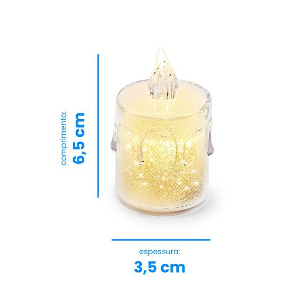 Imagem de Kit Com 3 Velas Decorativas De Led Luz Amarelas Cristalinas