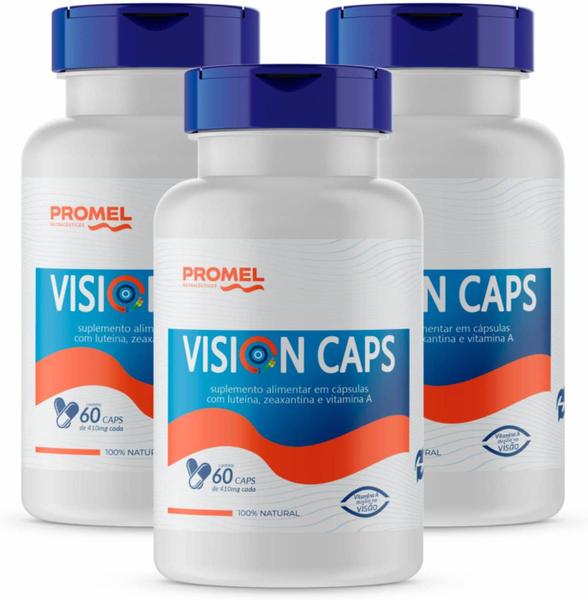 Imagem de Kit Com 3 Vision Caps Luteína e Zeaxantina 60 Capsulas de 410mg Promel