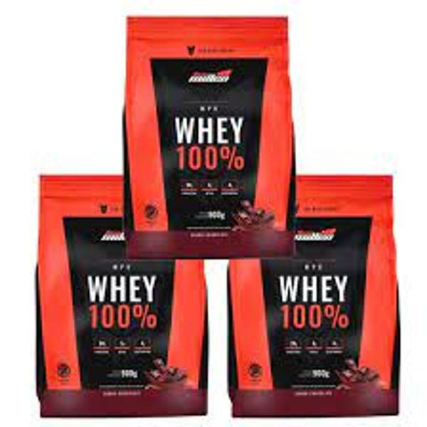 Imagem de Kit com 3 Whey 100% New Millen Morango 900g refil