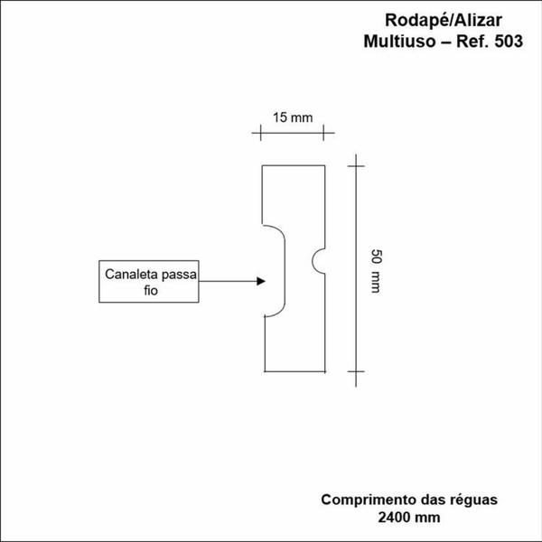 Imagem de Kit com 30 Barras Rodapé de Mdf 5cm X 15mm X 2,40m com Friso Moldufama 503 72m