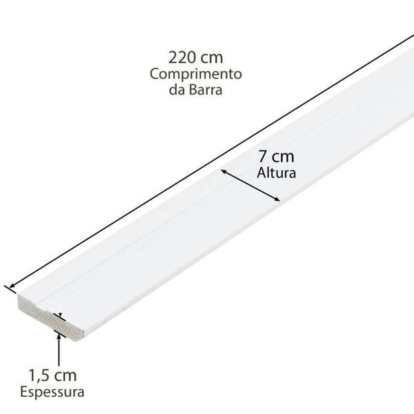 Imagem de Kit com 30 Barras Rodapé de Mdf 7cm X 15mm X 2.20m Revestido Frisado Casablanca 66m