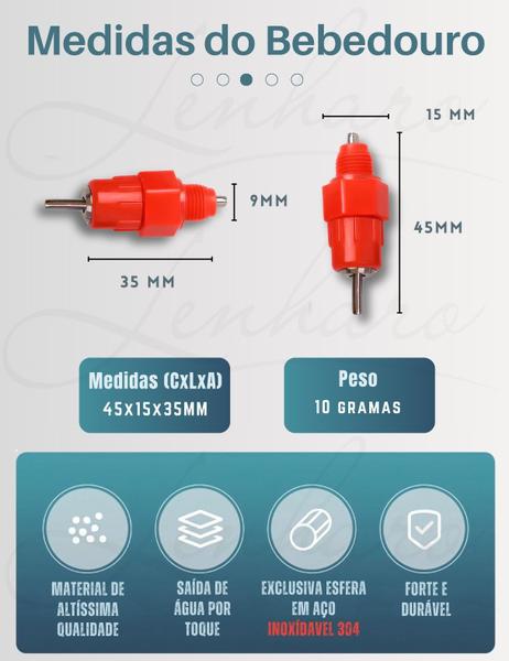 Imagem de Kit com 30 Bebedouros Automáticos padrão Niple para Aves, Galinha, Frangos, Codornas / Bebedor - LMS-DW-BN-1030 - Lenharo