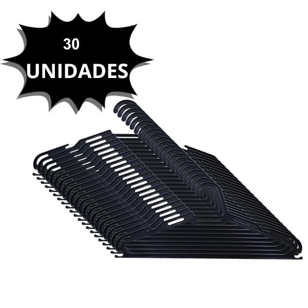 Imagem de Kit com 30 Cabides Pretos Adulto