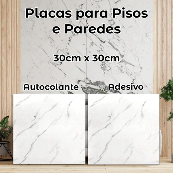 Imagem de Kit com 30 Piso Mármore Branco de Espuma Revestimento Autocolante 30x30cm para Sala Cozinha Quarto