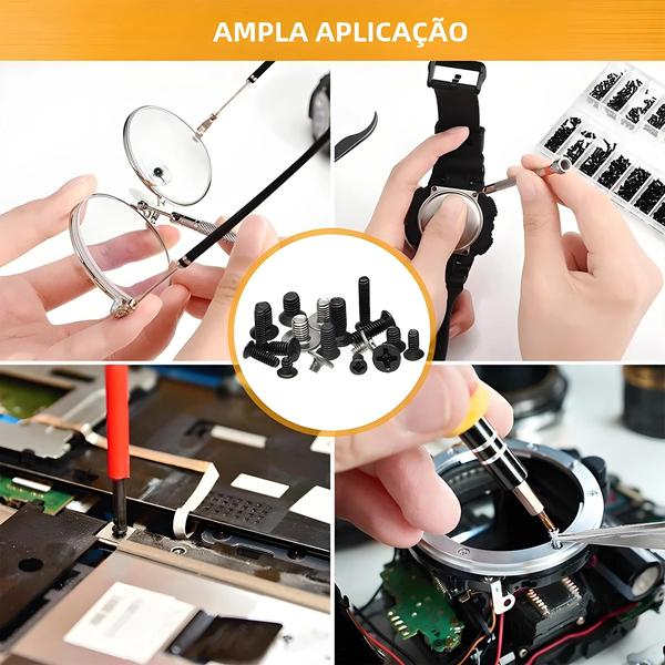 Imagem de Kit com 300/360 Parafusos Phillips de Cabeça Plana M2, M2.5 e M3 - Para Laptop e Notebook