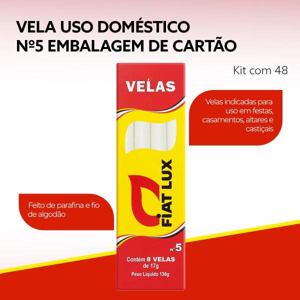 Kit com 384 Unidades de Vela de Parafina e fio de Algodão de 12g Fiat Lux Nº5 Resistente Imagem de Kit com 384 Unidades de Vela de Parafina e fio de Algodão de 12g Fiat Lux Nº5 Resistente