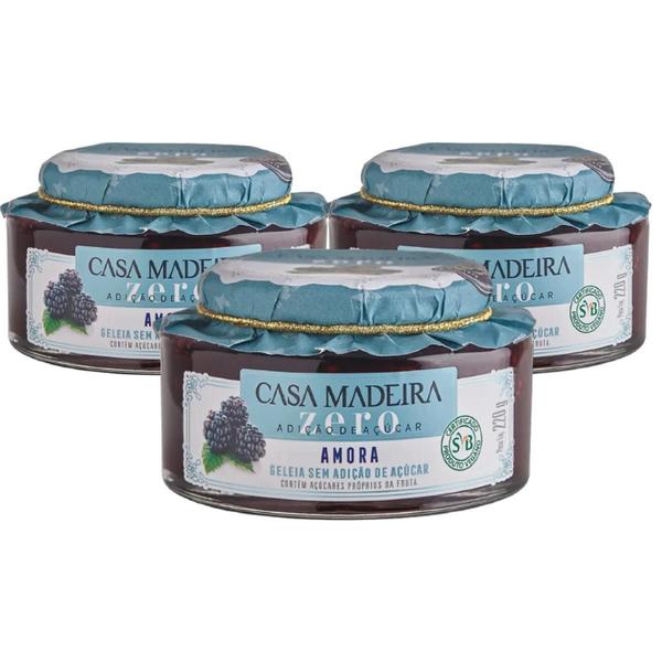 Kit Com 3Un Geleia Casa Madeira Zero Amora 220G Imagem de Kit Com 3Un Geleia Casa Madeira Zero Amora 220G