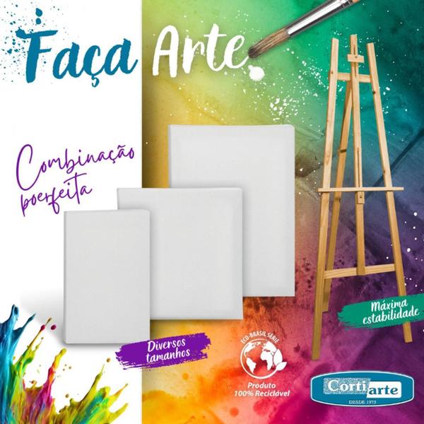 Imagem de Kit Com 3Und Tela Pintura Cortiarte 40X60Cm 100% Algodão