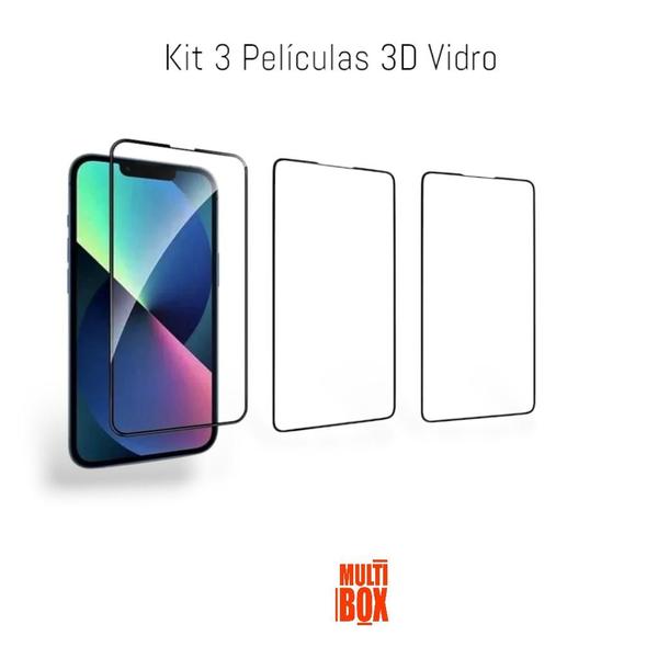 Imagem de Kit Com 3x Películas 3D de Vidro Temperado Protetoras Para Tela  Do Iphone 14