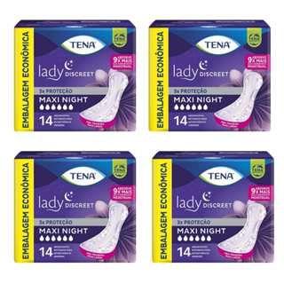 Imagem de Kit Com 4 Absorvente Geriátrico Adulto Tena Lady Discreet Maxi Night 14 Unid